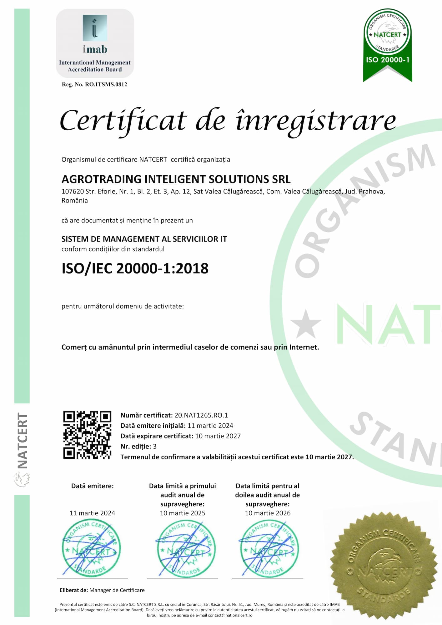 ISO/IEC 20000-1:2018 Certificate