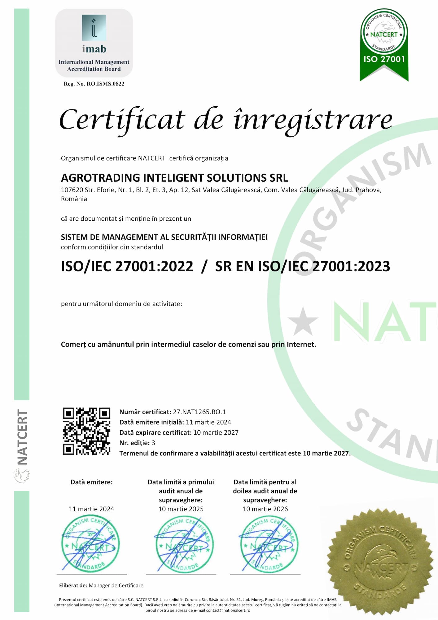 ISO/IEC 27001:2022 Certificate